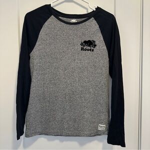 Roots Canada Salt & Pepper Baseball Long Sleeve T-shirt Size XS Women’s